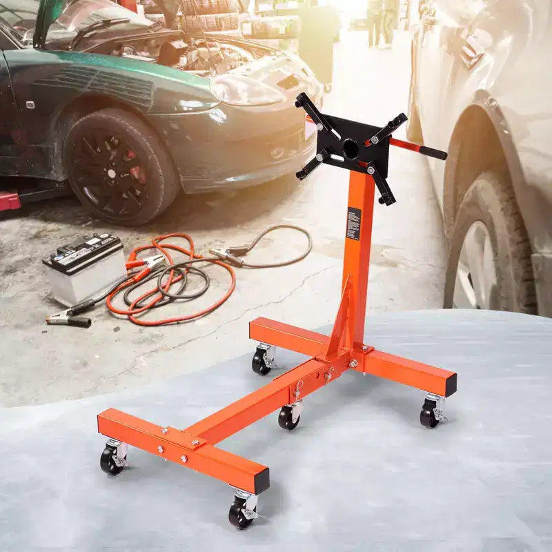 Cavalletto motore rotante da 1500 libbre con bracci regolabili a 360°, carrello di sollevamento motore pieghevole in ghisa, arancione