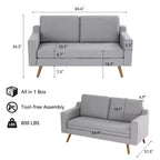 Divanetto/Sofà Moderno di Metà Secolo da 166 cm con Cuscini a Molla per Soggiorno, Camera da Letto e Ufficio