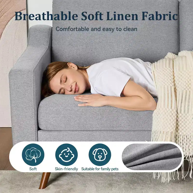 Divanetto/Sofà Moderno di Metà Secolo da 166 cm con Cuscini a Molla per Soggiorno, Camera da Letto e Ufficio