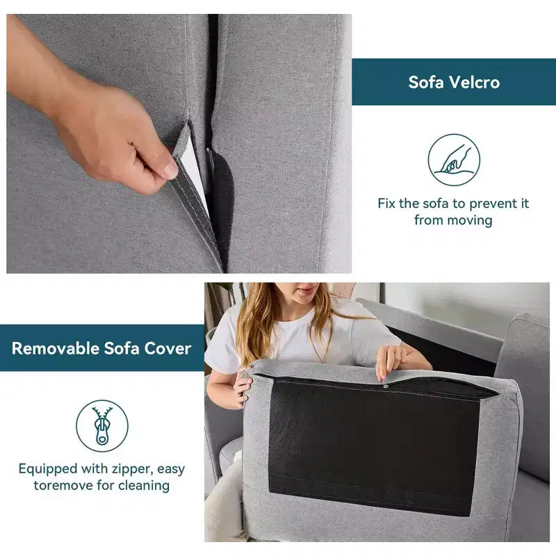 Divanetto/Sofà Moderno di Metà Secolo da 166 cm con Cuscini a Molla per Soggiorno, Camera da Letto e Ufficio