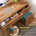 Scrivania per computer in legno da 119 cm con 3 cassetti, stile rustico, marrone