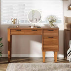 Scrivania per computer in legno da 119 cm con 3 cassetti, stile rustico, marrone