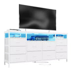 Comò a 10 cassetti con supporto TV, cassettiera portaoggetti larga 63 pollici
