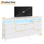 Comò a 10 cassetti con supporto TV, cassettiera portaoggetti larga 63 pollici
