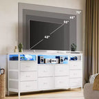 Comò a 10 cassetti con supporto TV, cassettiera portaoggetti larga 63 pollici