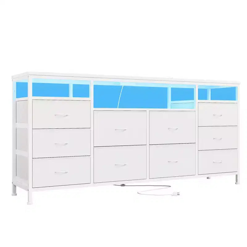 Comò a 10 cassetti con supporto TV, cassettiera portaoggetti larga 63 pollici