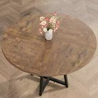 Tavolo da pranzo rotondo da 47 pollici con piano in MDF e base in metallo