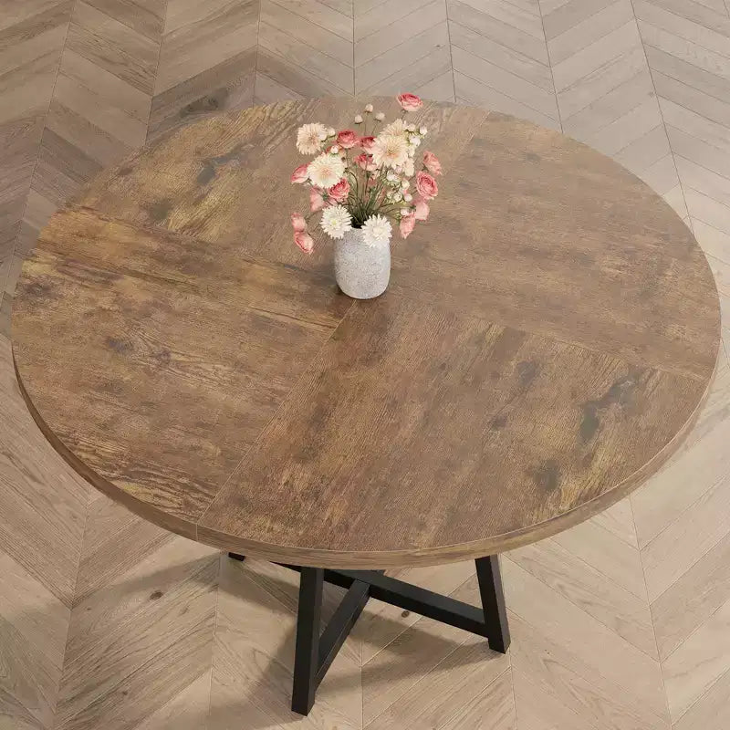 Tavolo da pranzo rotondo da 47 pollici con piano in MDF e base in metallo