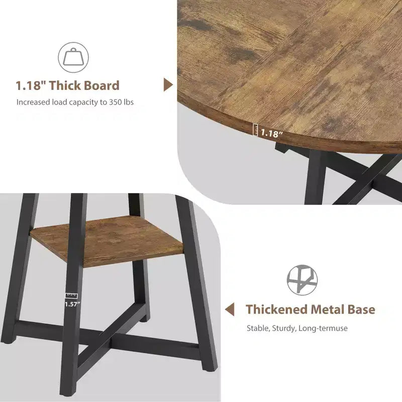 Tavolo da pranzo rotondo da 47 pollici con piano in MDF e base in metallo