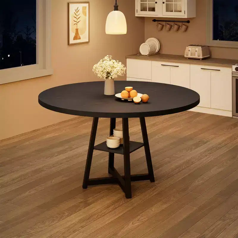 Tavolo da pranzo rotondo da 47 pollici con piano in MDF e base in metallo