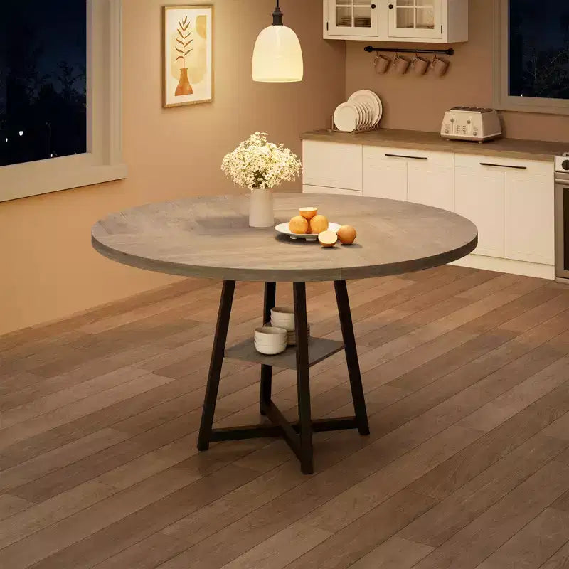 Tavolo da pranzo rotondo da 47 pollici con piano in MDF e base in metallo