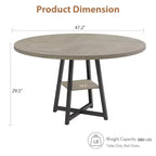 Tavolo da pranzo rotondo da 47 pollici con piano in MDF e base in metallo