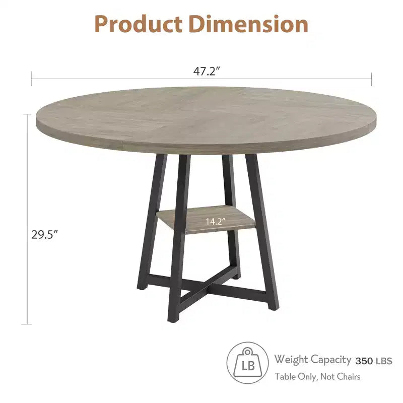 Tavolo da pranzo rotondo da 47 pollici con piano in MDF e base in metallo
