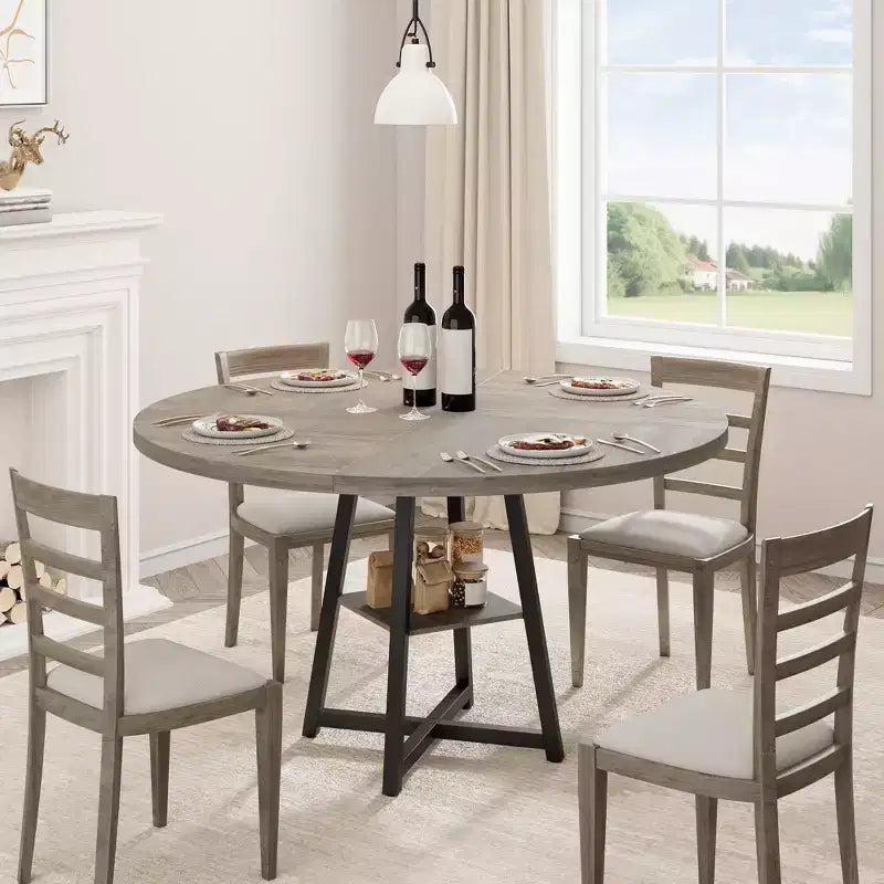 Tavolo da pranzo rotondo da 47 pollici con piano in MDF e base in metallo