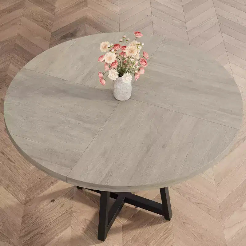 Tavolo da pranzo rotondo da 47 pollici con piano in MDF e base in metallo