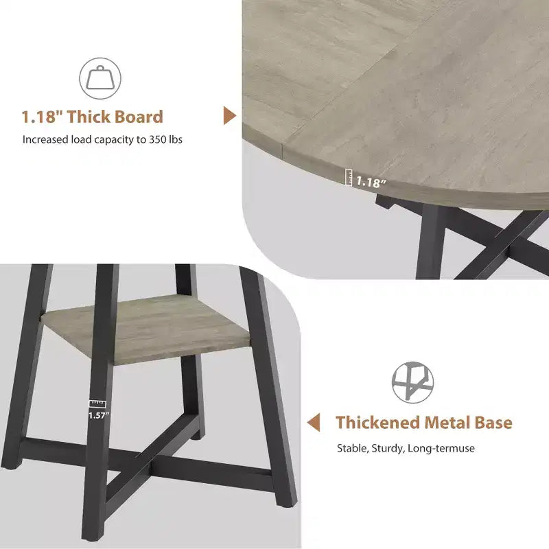 Tavolo da pranzo rotondo da 47 pollici con piano in MDF e base in metallo