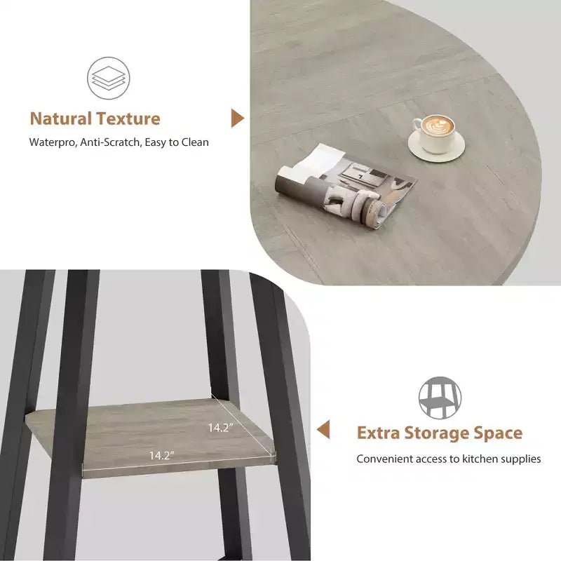 Tavolo da pranzo rotondo da 47 pollici con piano in MDF e base in metallo