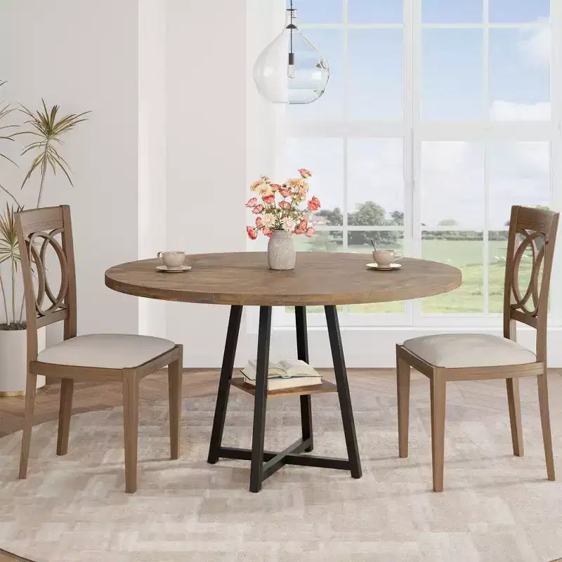 Tavolo da pranzo rotondo da 47 pollici con piano in MDF e base in metallo