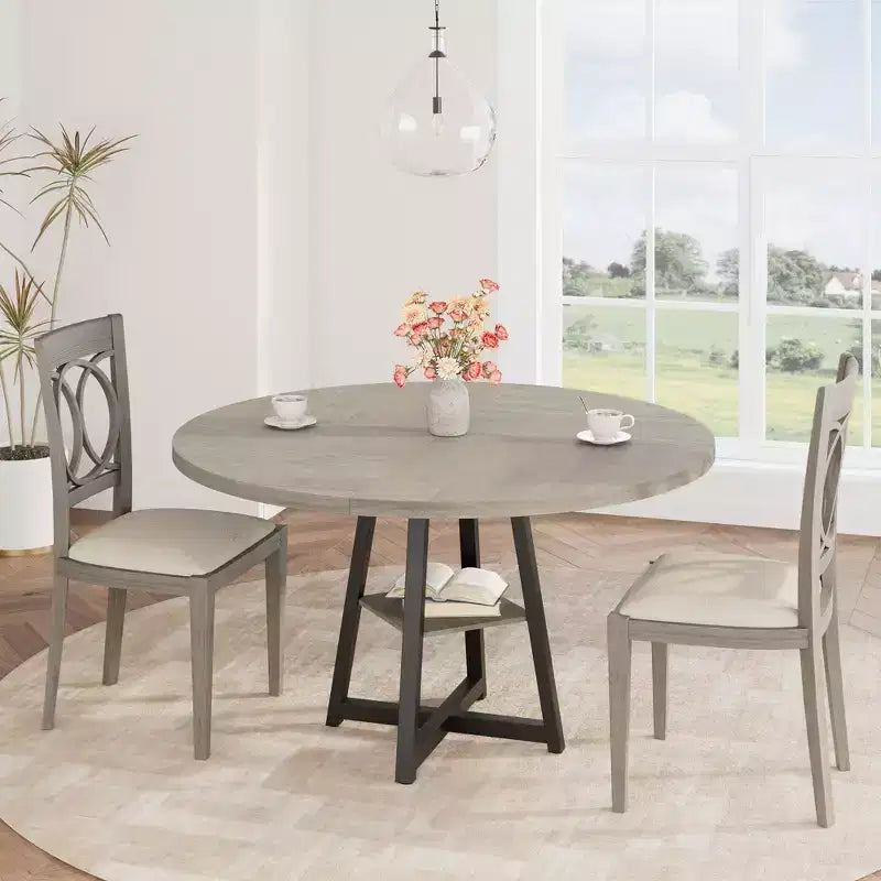 Tavolo da pranzo rotondo da 47 pollici con piano in MDF e base in metallo