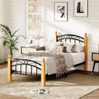 GustoWave Classic Metal Platform Bed Frame, with Under Storage, Steel Slats