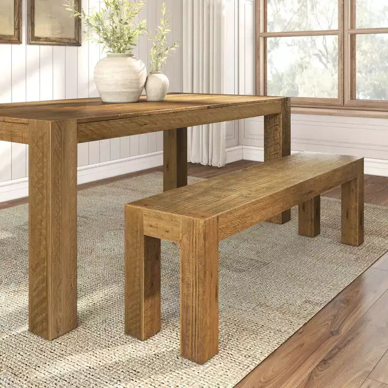 Panca da pranzo rustica in legno massello (58 in / 1470mm)