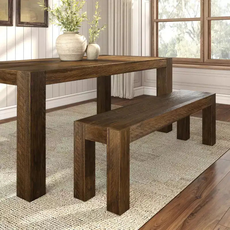 Panca da pranzo rustica in legno massello (58 in / 1470mm)