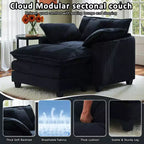 Set Poltrona e Pouf Oversize in Velluto a Coste da 40" con Seduta Profonda