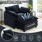Set Poltrona e Pouf Oversize in Velluto a Coste da 40" con Seduta Profonda