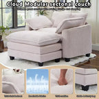 Set Poltrona e Pouf Oversize in Velluto a Coste da 40" con Seduta Profonda