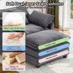 Set Poltrona e Pouf Oversize in Velluto a Coste da 40" con Seduta Profonda
