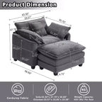 Set Poltrona e Pouf Oversize in Velluto a Coste da 40" con Seduta Profonda