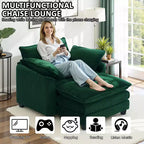 Set Poltrona e Pouf Oversize in Velluto a Coste da 40" con Seduta Profonda