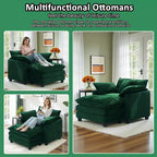 Set Poltrona e Pouf Oversize in Velluto a Coste da 40" con Seduta Profonda