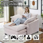 Set Poltrona e Pouf Oversize in Velluto a Coste da 40" con Seduta Profonda