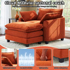 Set Poltrona e Pouf Oversize in Velluto a Coste da 40" con Seduta Profonda