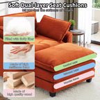 Set Poltrona e Pouf Oversize in Velluto a Coste da 40" con Seduta Profonda
