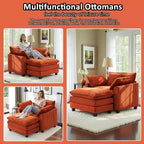 Set Poltrona e Pouf Oversize in Velluto a Coste da 40" con Seduta Profonda