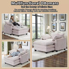 Set Poltrona e Pouf Oversize in Velluto a Coste da 40" con Seduta Profonda