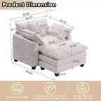 Set Poltrona e Pouf Oversize in Velluto a Coste da 40" con Seduta Profonda