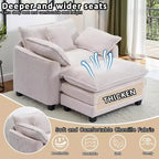 Set Poltrona e Pouf Oversize in Velluto a Coste da 40" con Seduta Profonda