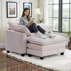 Set Poltrona e Pouf Oversize in Velluto a Coste da 40" con Seduta Profonda