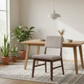 Royal Hampton Dining Side Chair Set of 2, Beige Corduroy Cushion, Walnut Brown