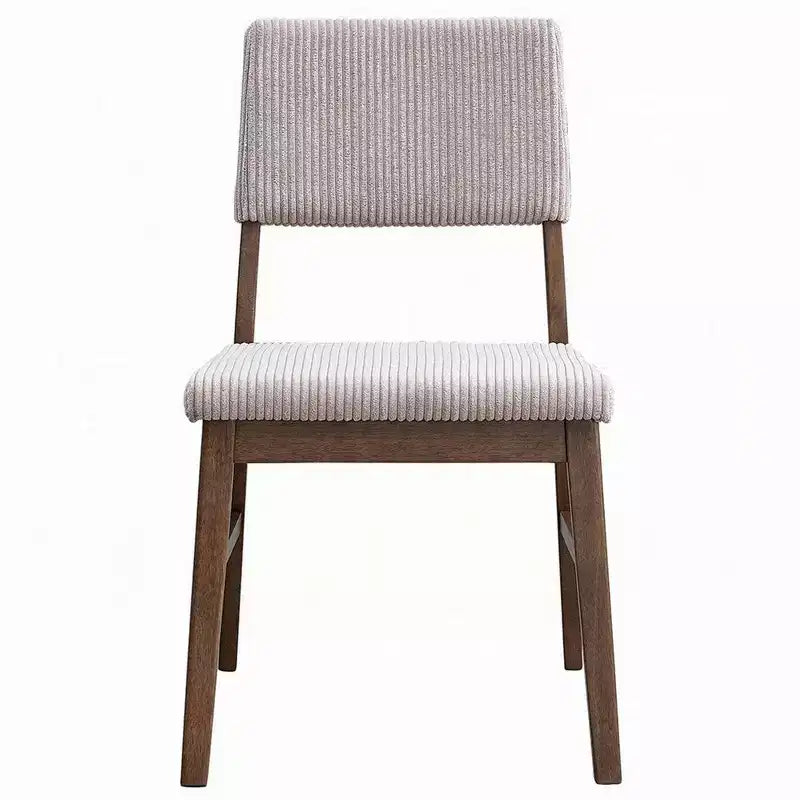 Set di 2 sedie da pranzo, cuscino in velluto a coste beige, noce marrone