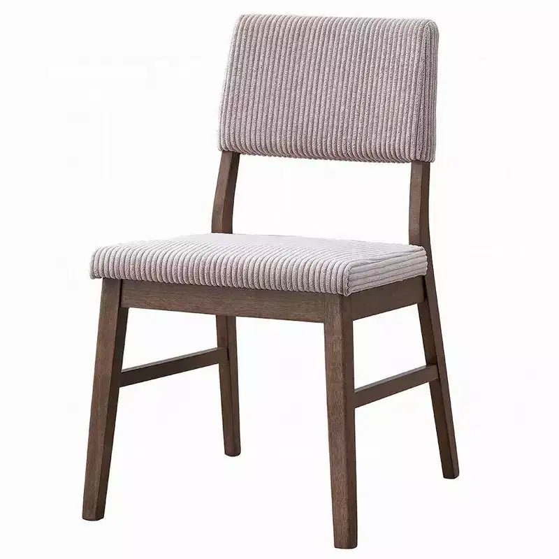 Set di 2 sedie da pranzo, cuscino in velluto a coste beige, noce marrone