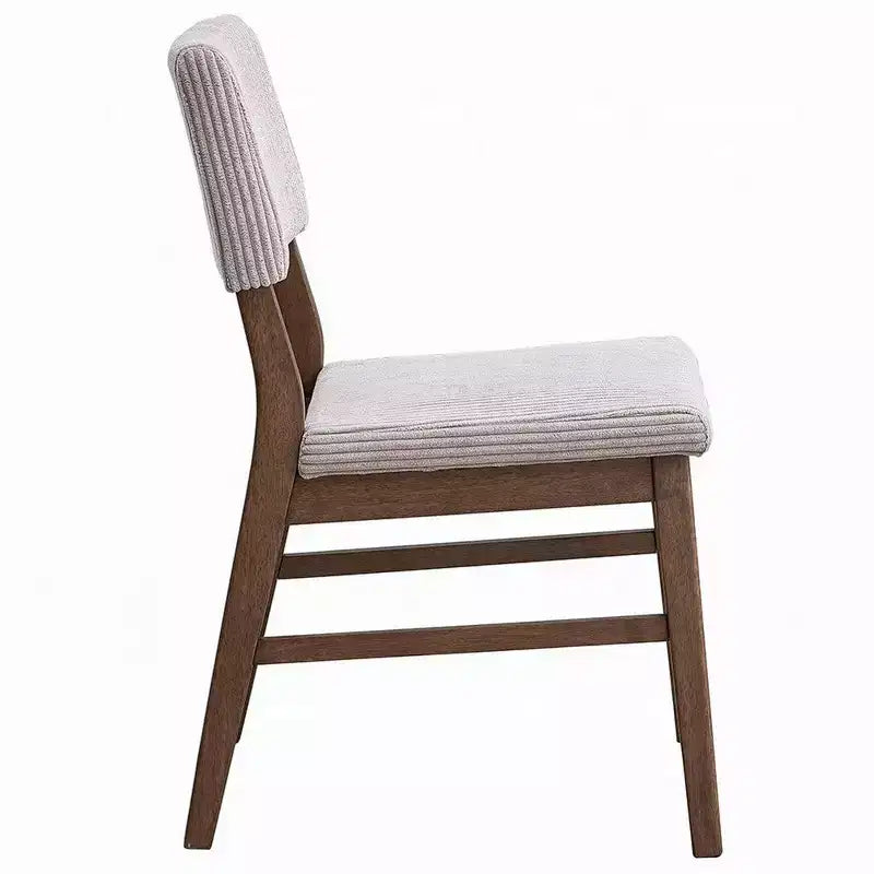 Set di 2 sedie da pranzo, cuscino in velluto a coste beige, noce marrone