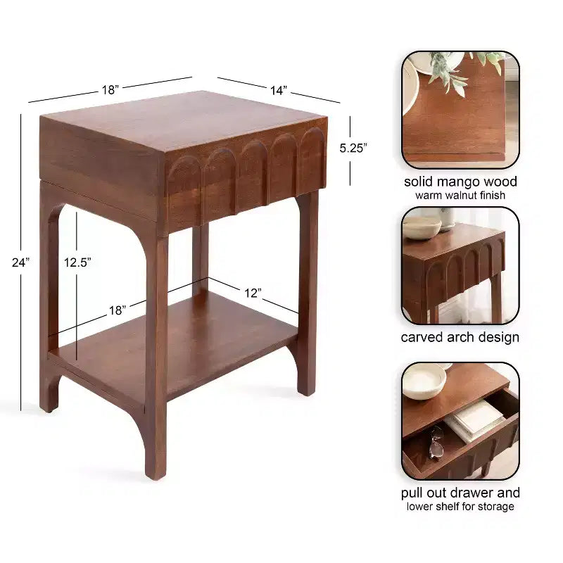 Tavolino da salotto Archvale in legno, 14x18x24, marrone noce