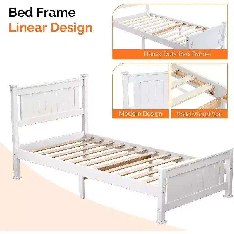 Struttura letto singola con 4 cassetti contenitore, Bianca