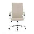 Sedia da ufficio regolabile in altezza 84 cm con sedile imbottito beige e rotelle