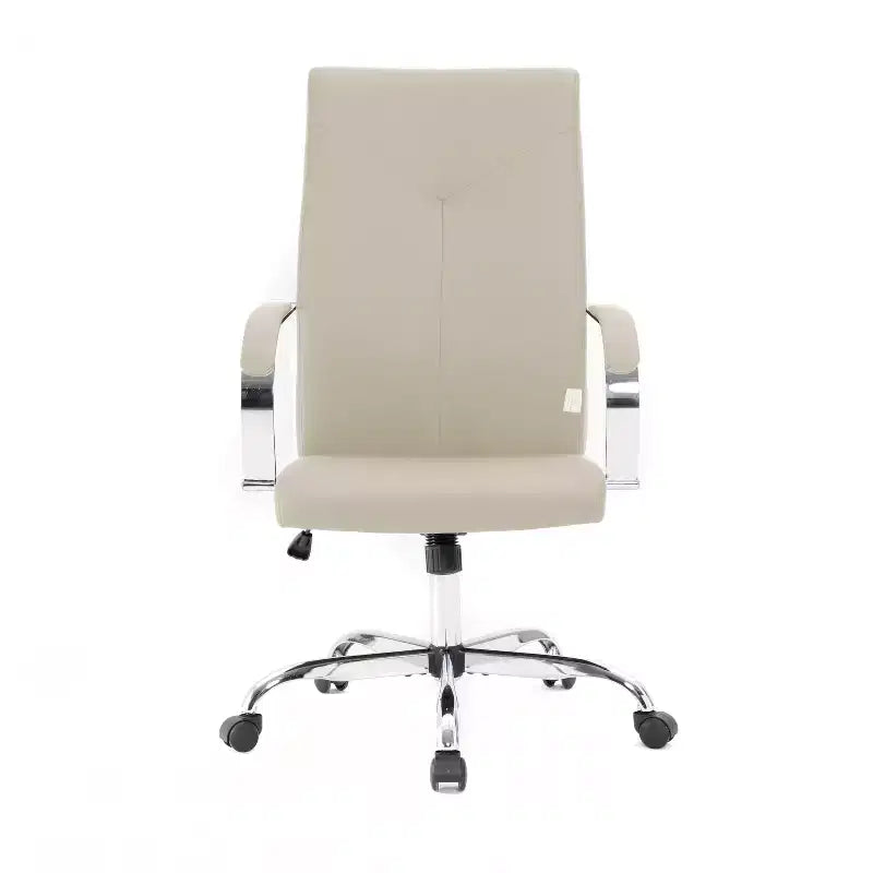 Sedia da ufficio regolabile in altezza 84 cm con sedile imbottito beige e rotelle