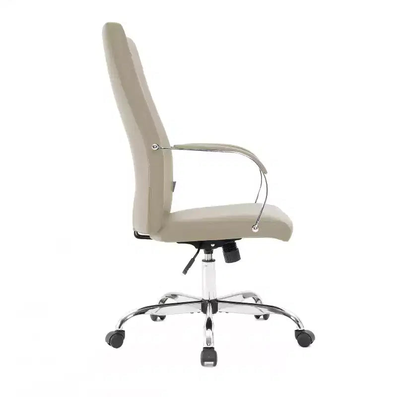 Sedia da ufficio regolabile in altezza 84 cm con sedile imbottito beige e rotelle
